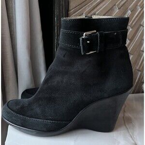 You By Crocs Leather Suede Ankle Boots Bootie Wedge Heels Zip Closure Wmn 10